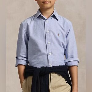 Ralph Lauren Boys Iconic Oxford Shirt. 100% Cotton. Light Blue -Embroidered Pony
